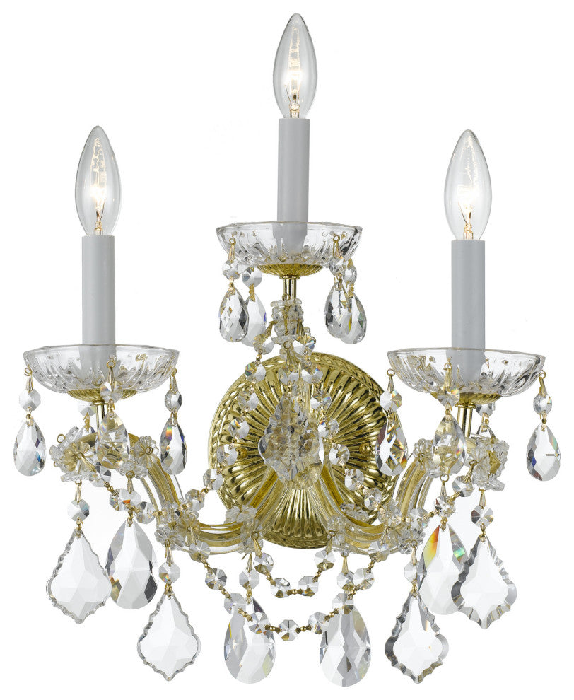 Crystorama Lighting Group 4403-CL-MWP Maria Theresa 3 Light 14" - Gold