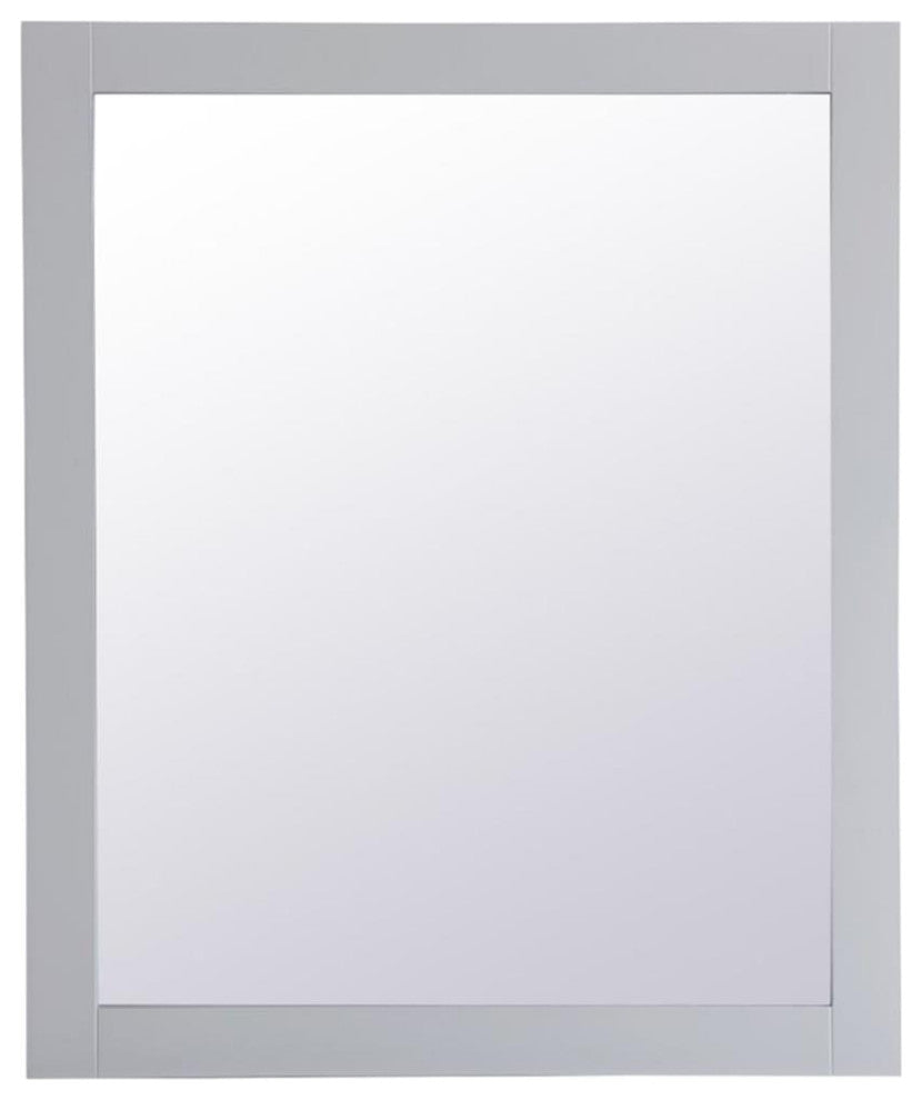 Elegant Decor Aqua 36" x 30" Wood Frame Bathroom Mirror in Gray