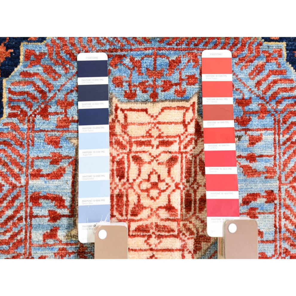Ivory Hand Knotted Mamluk Repetitive Design, Borderless Wool Rug, 10'0" x 13'9"