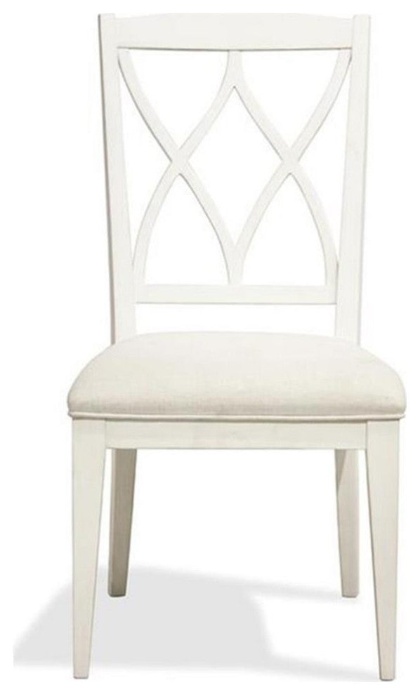 Riverside Furniture Myra XX-Back Upholstered Wood Dining Side Chair in White