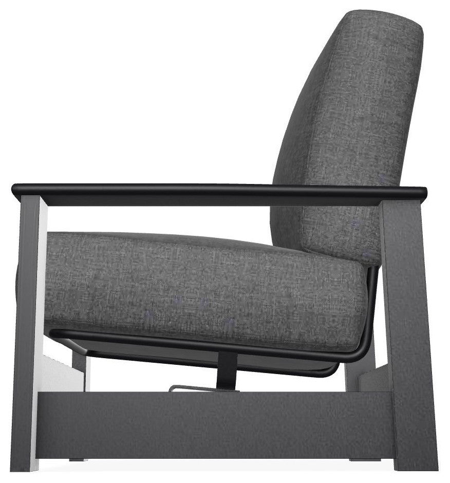 Leeward Deep Seat Outdoor Armchair with Hidden Motion, Slate/Black