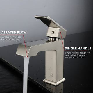 Labaro Brass Single Hole Bathroom Faucet, Brushed Nickel