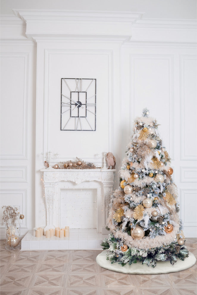 Mina Victory QY411 Tree Skirt, White, 4'4" x 4'4" Round