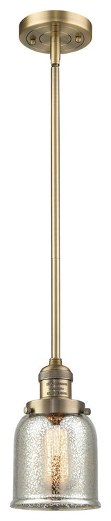 Small Bell 1-Light LED Pendant, Brushed Brass, Glass: Silver Mercury