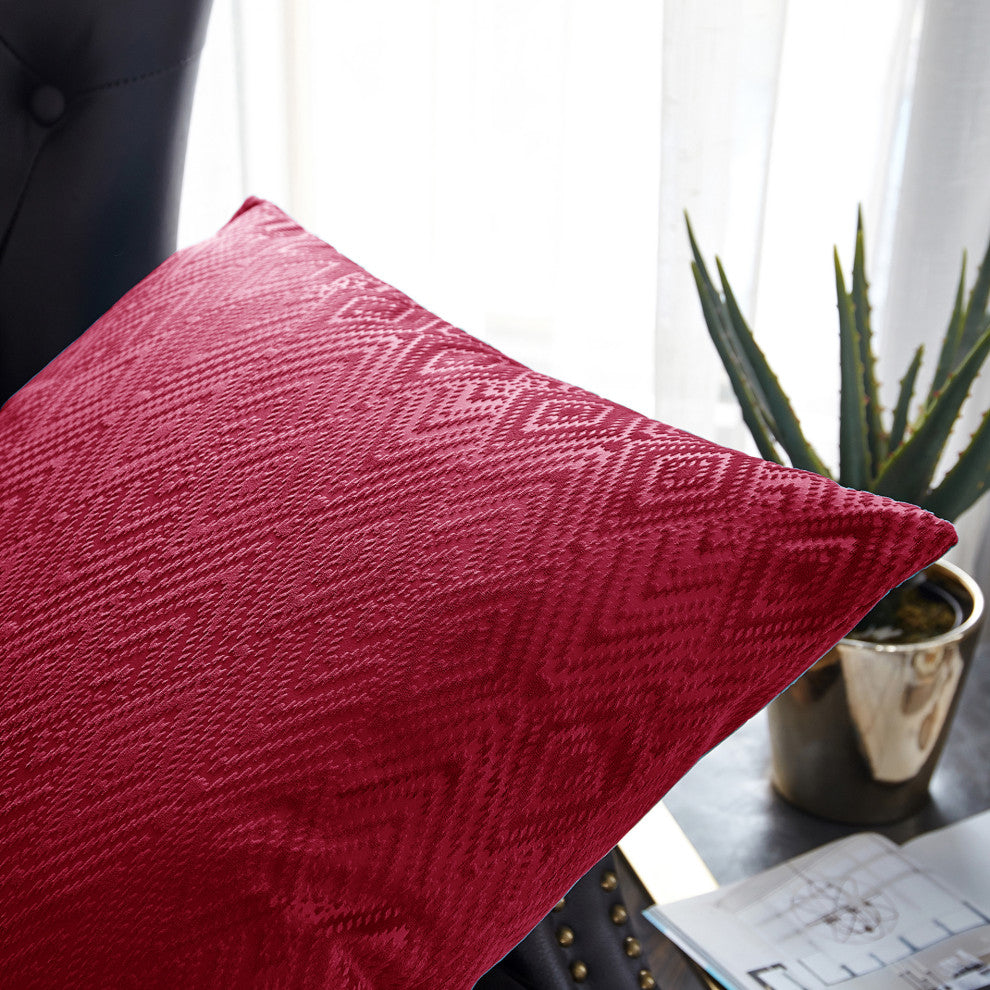 IKAT Velvet Pillow Shell Sets, Garnet, 2 Piece 26" X 14"