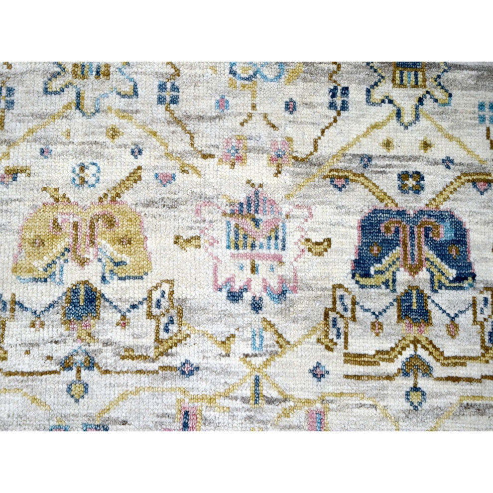 Ivory Oushak Supple Mahal Design Hand Knotted Oversize Oriental Rug  12'x17'9"