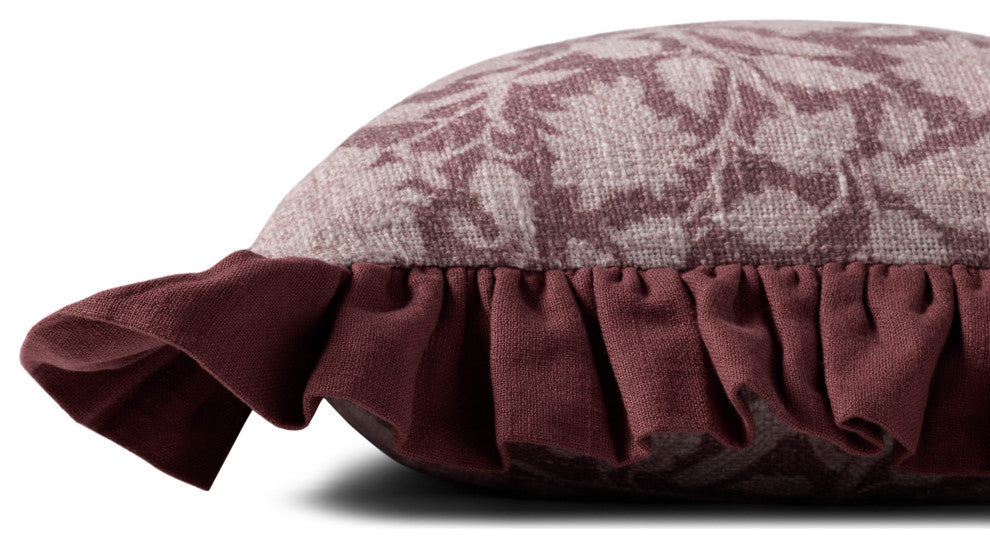 Chris Loves Julia x Loloi Kathleen Wine 18'' x 18'' Cover, Poly Pillow