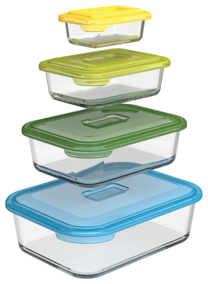 Joseph Joseph Glass 8 Piece Nest Food Storage Container Set