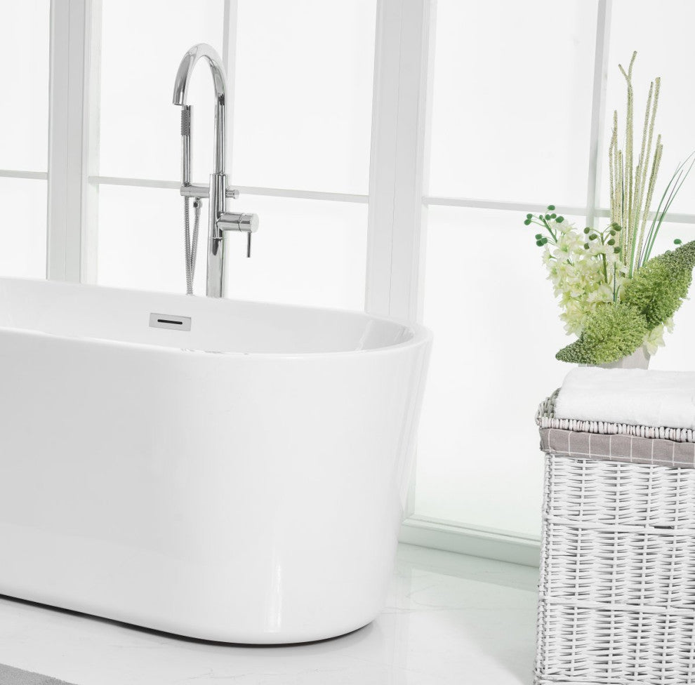 Owen 59" Soaking Roll Top Bathtub, Glossy White