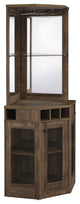 Wood Corner Bar Cabinet, Rustic Oak