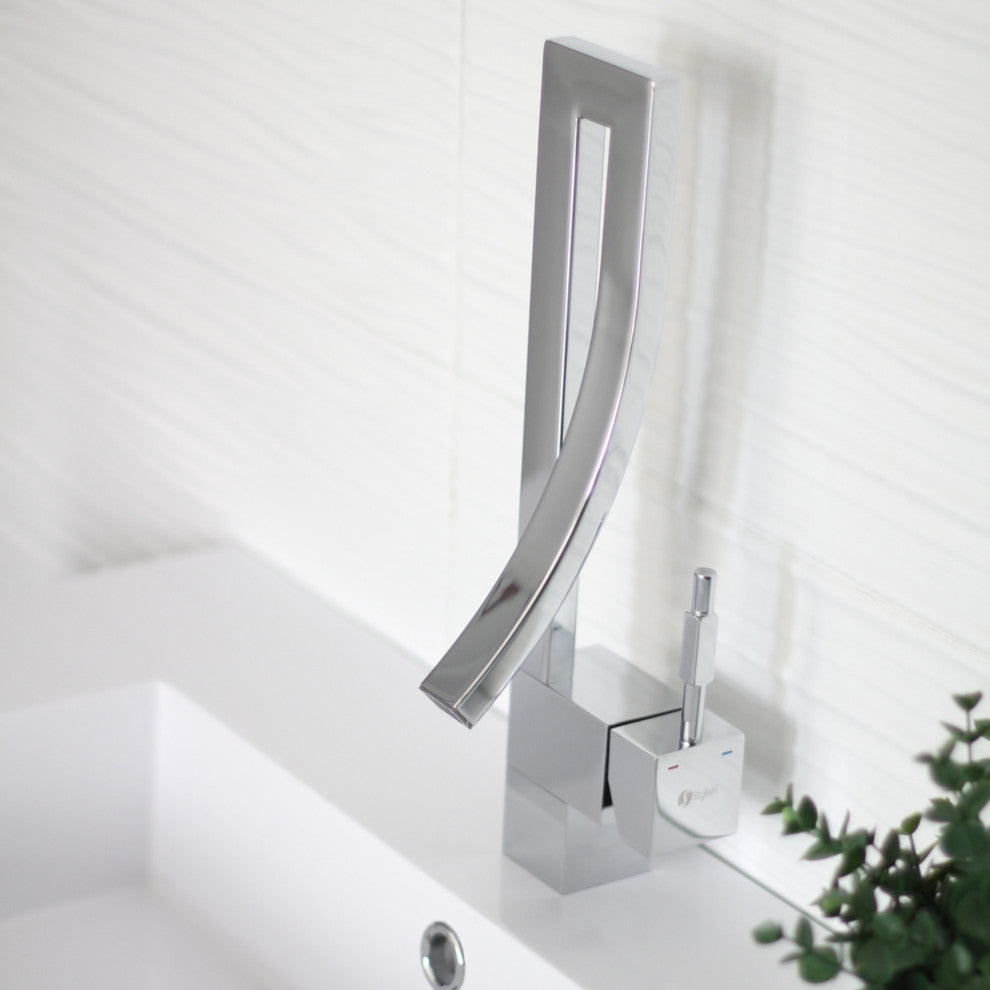 STYLISH Single Handle Vessel Sink Bathroom Faucet, Polished Chrome