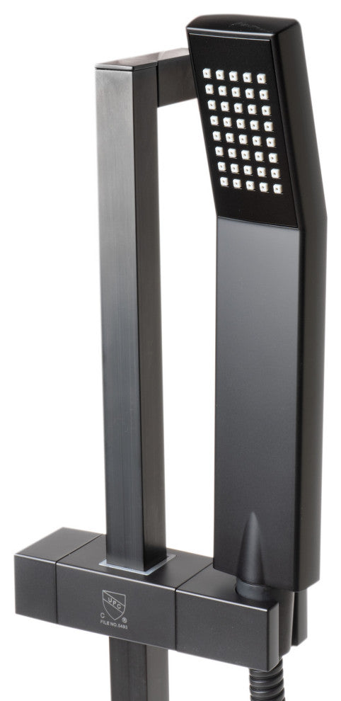 ALFI brand AB7606-BM Black Matte Square Sliding Rail Hand Shower Set