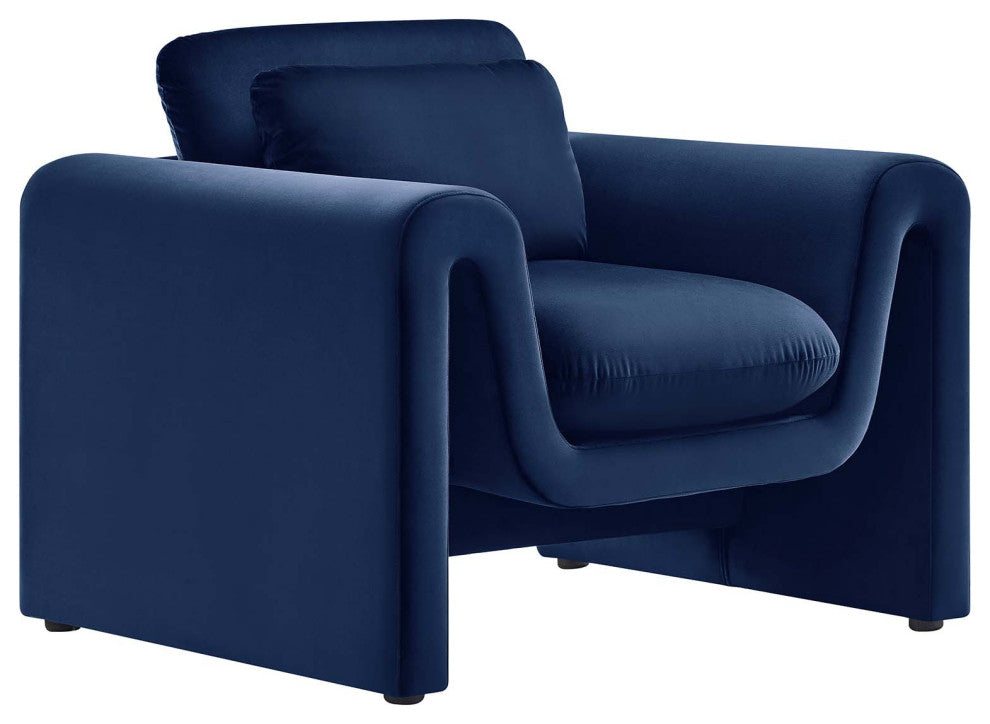 Waverly Performance Velvet Armchair - Midnight Blue