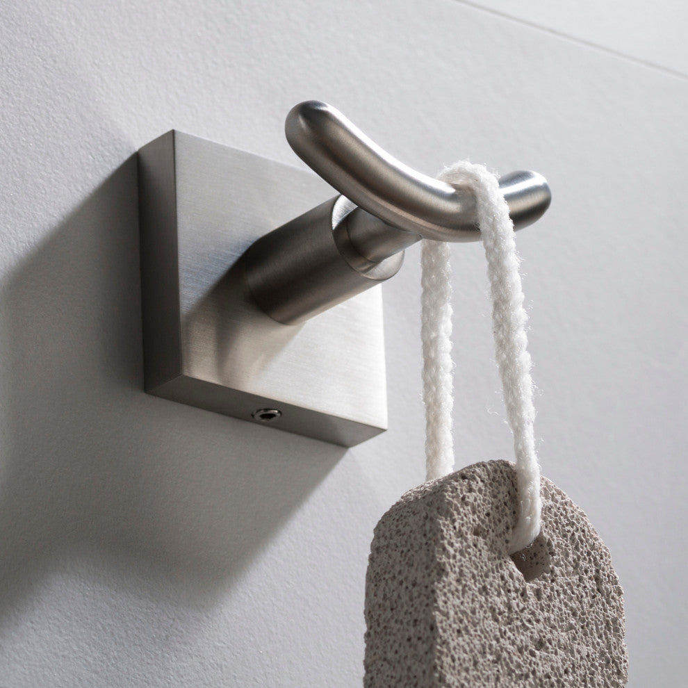 Ventus Bathroom Robe and Towel Double Hook, Nickel