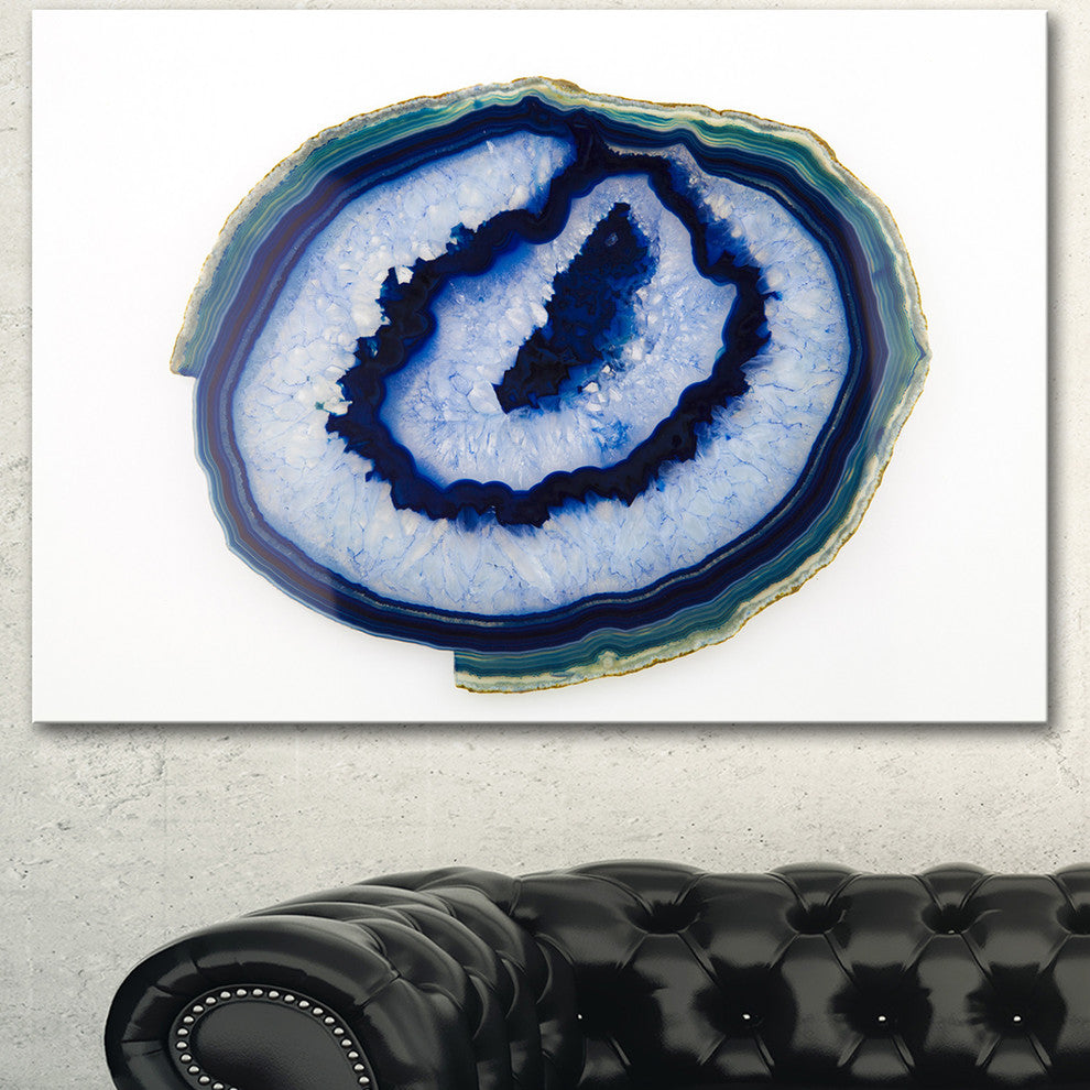 Slice of Beautiful Blue Agate, Abstract Canvas Wall Art Print, 60"x28"