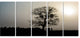 "Frosty Spring Morning Sunrise With Tree" Landscape Wall Artwork, 5 Panels
