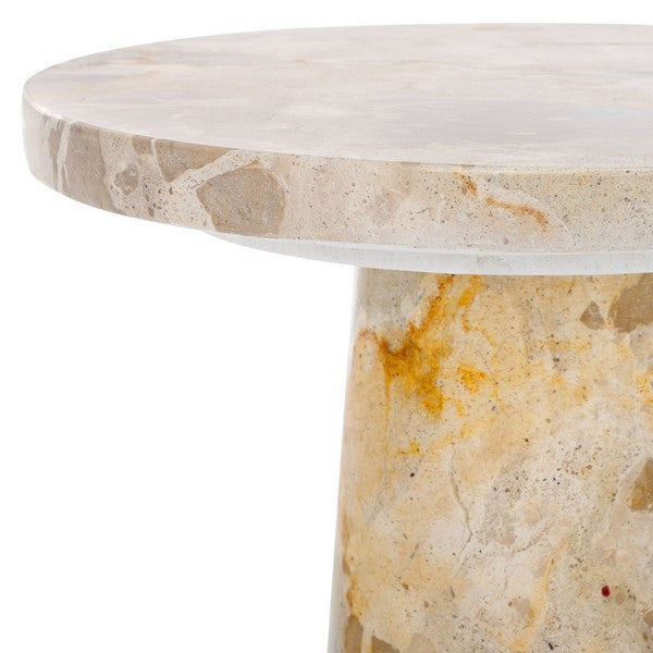 Safavieh Couture Valentia Round Marble Accent Table, Beige