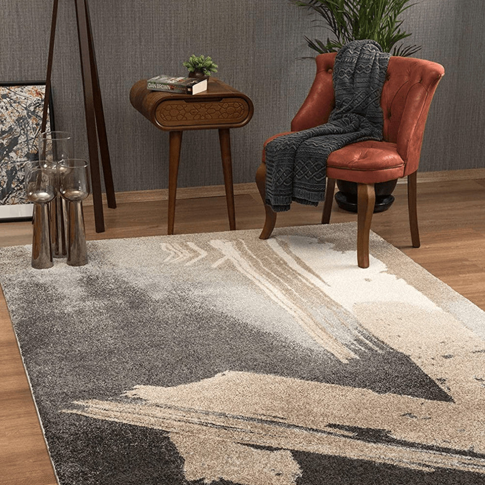5' X 7' Gray Abstract Power Loom Area Rug