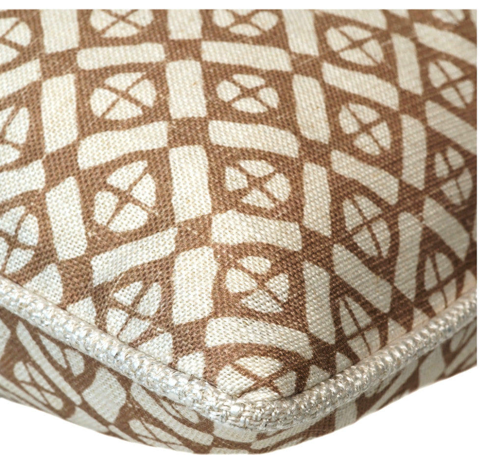 Brown Diamond Print Ecru Piped Cushion | Andrew Martin Audley