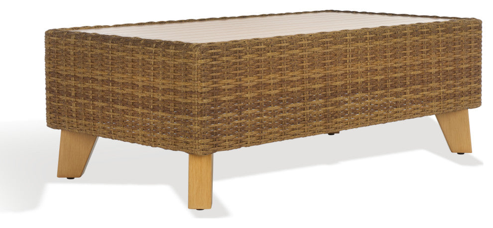Safavieh Couture Indoor-Outdoor Margarita Wicker Coffee Table, Natural