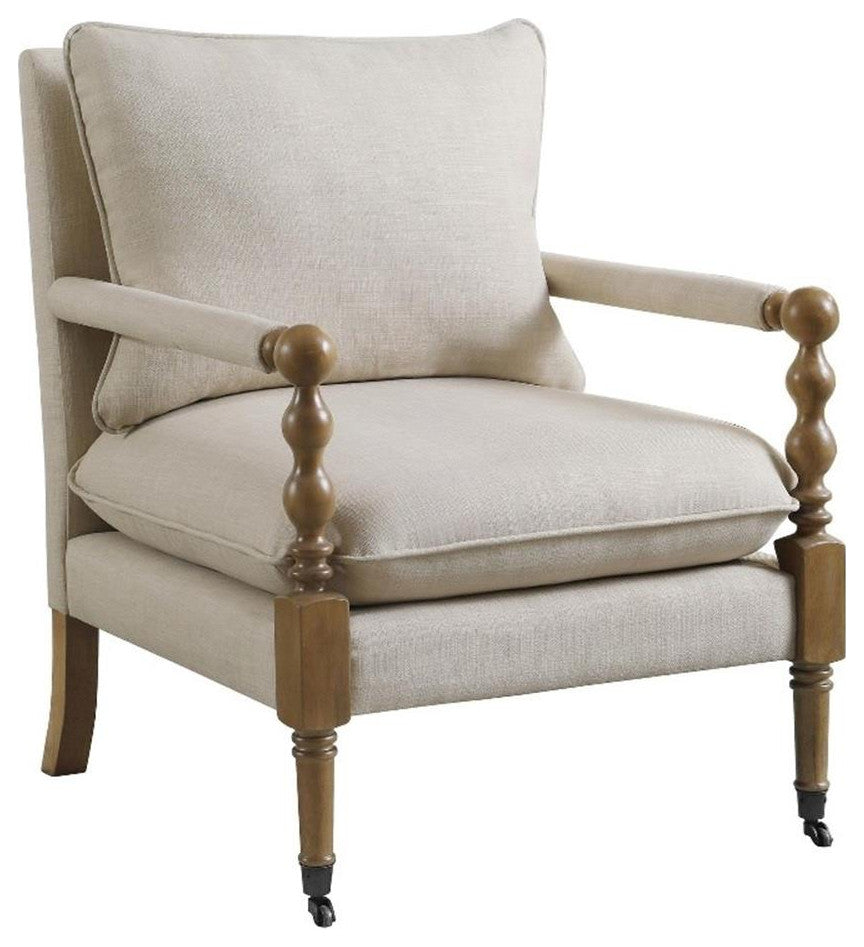 Coaster Blanchett Fabric Upholstered Accent Chair with Casters Beige
