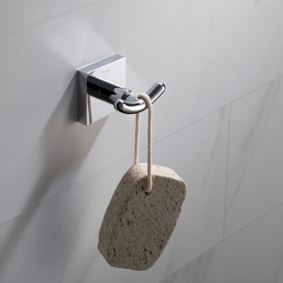 Ventus Bathroom Robe and Towel Double Hook, Chrome