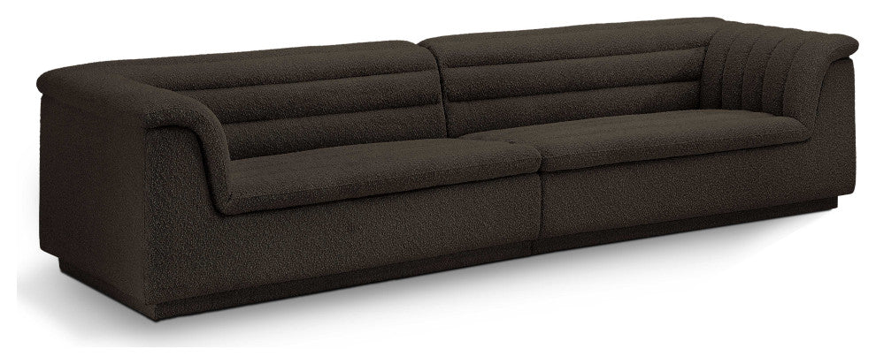 Cascade Upholstered Modular Sofa, Brown, Boucle Fabric, Straight Sofa