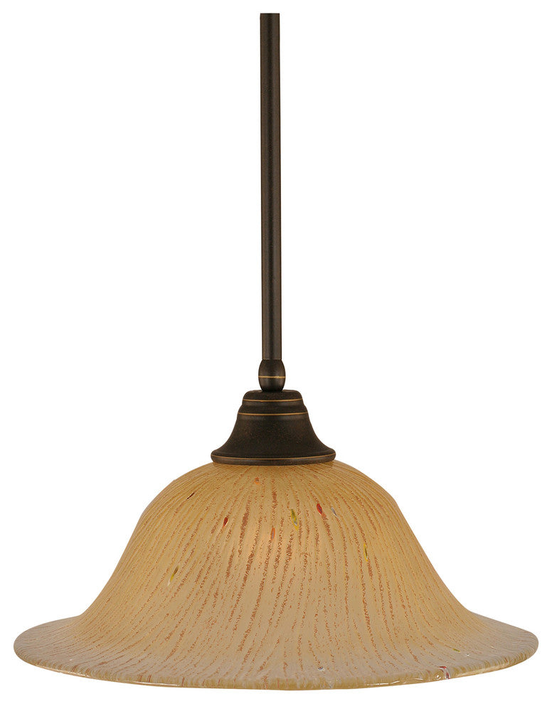 Stem Pendant In Dark Granite, 17" Amber Crystal Glass