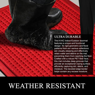 A1HC Superior Absorbant Polypropylene Doormat, Red Waffle, 24"x36"