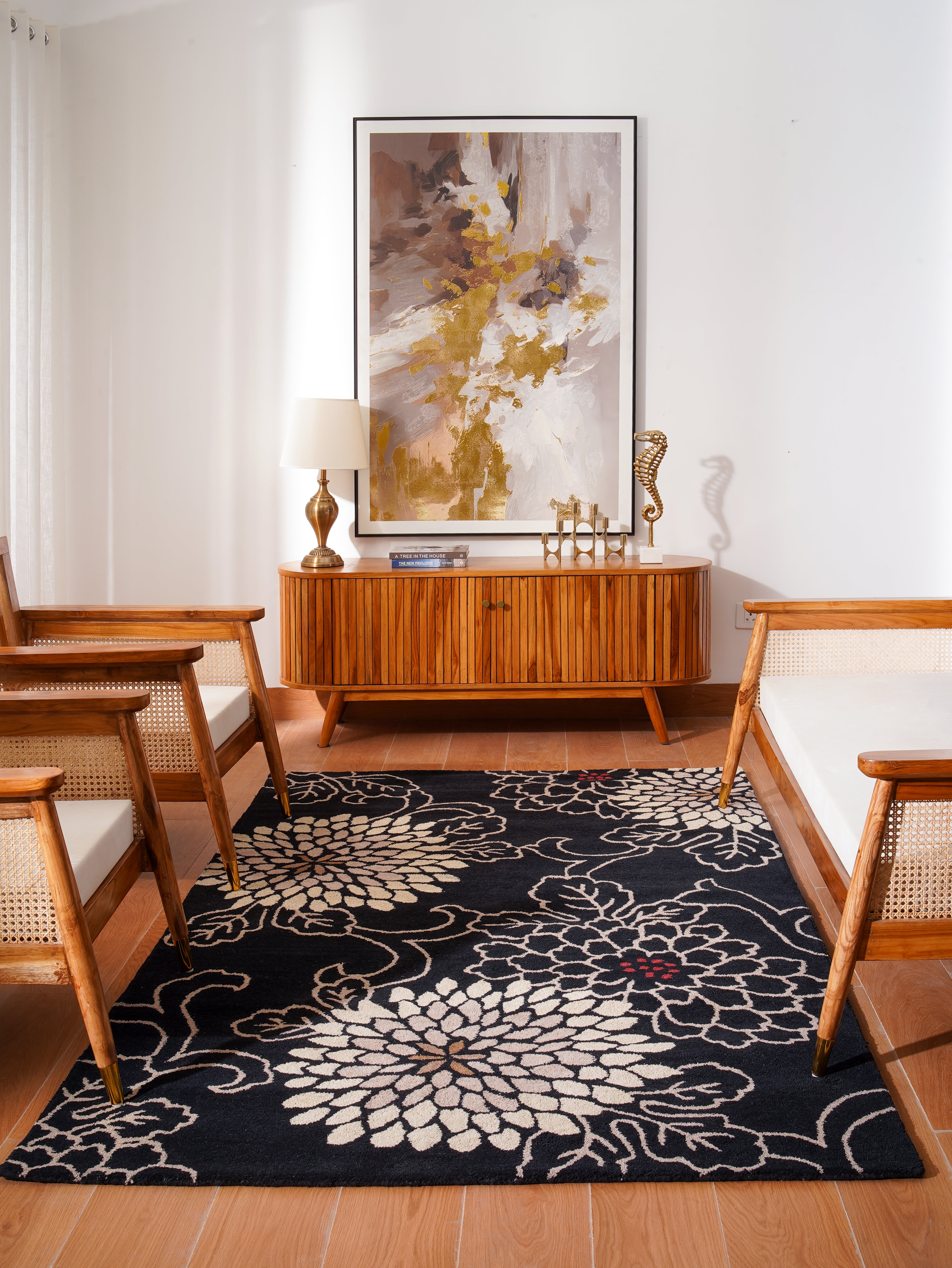 HAND TUFTED WOOL ECO-FRIENDLY AREA RUGS - Rectangle,Black,Oriental
