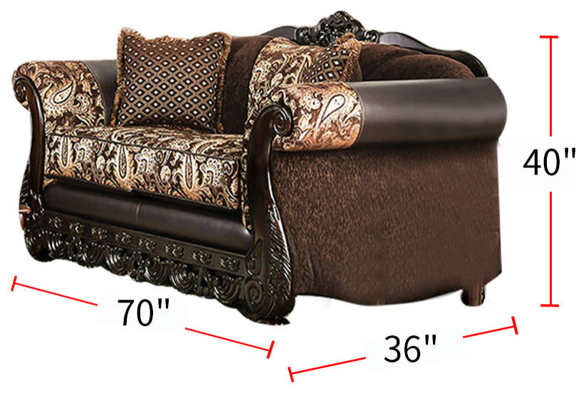 Chenille Love Seat with Arched Backrest Design, Ivory