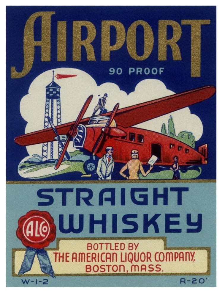"Airport Straight Whiskey" Digital Paper Print by Vintage Booze Labels, 29"x38"