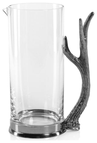 Malachi Rock Glass Pitcher With Pewter Antler Handle
