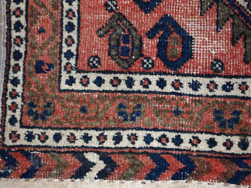 Handmade vintage Persian Kurdish bagface rug 1.8' x 1.9' (55cm x 59cm) 1930s