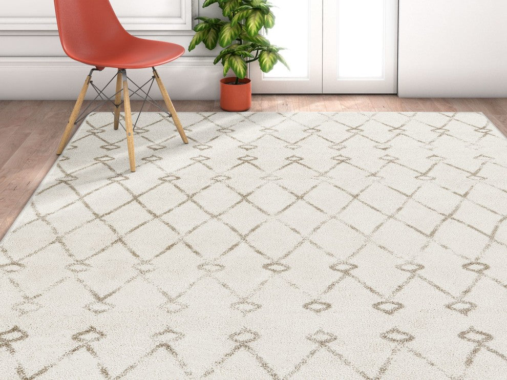 Well Woven Serenity Passione Modern Moroccan Trellis Ivory Area Rug SE-102