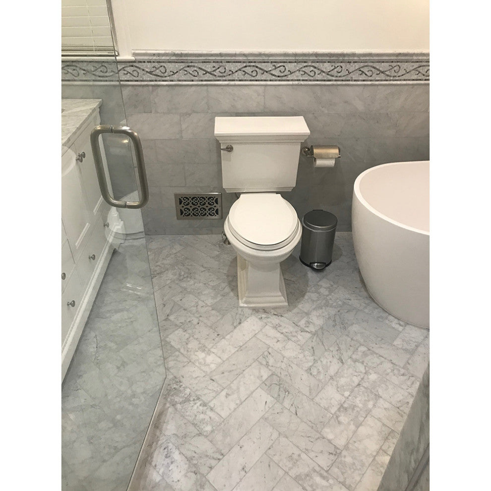 Stretch Bardiglio 4x12 Marble Mosaic Border Listello Tile Honed, 1 piece