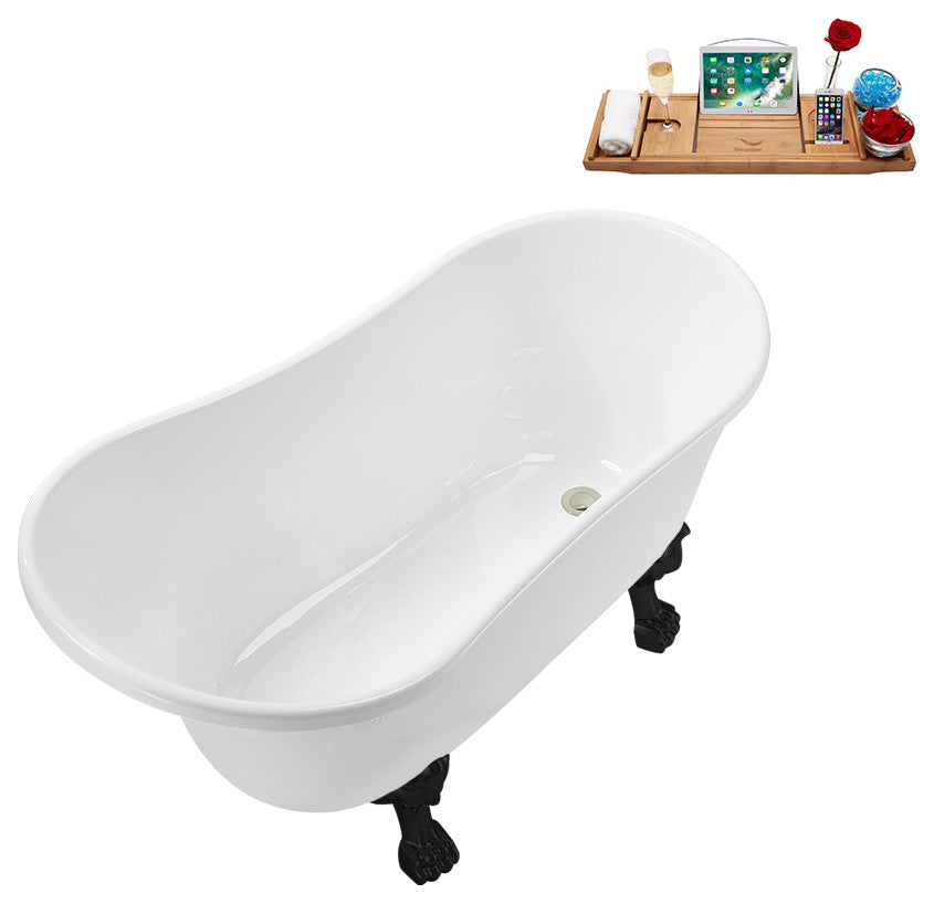 51'' Streamline N373BL-IN-BNK Soaking Clawfoot Tub and Tray With Internal Drain