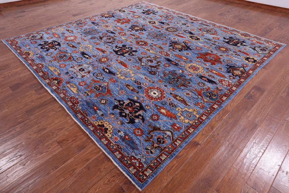 10' Square Persian Fine Serapi Handmade Wool Rug - Q12873