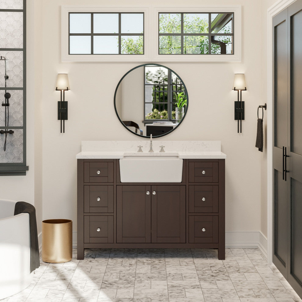 Yorkshire 48" Bathroom Vanity, Chocolate, Engineered Marble