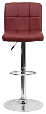 Estella Mid-Back Burgundy Quilted Vinyl Swivel Adjustable Barstool