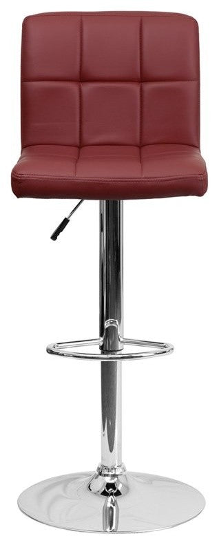 Estella Mid-Back Burgundy Quilted Vinyl Swivel Adjustable Barstool