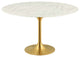 Faux White Marble Tulip Dining Table, Round Kitchen Table, Glam Gold Table, 54"