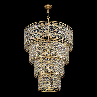 Windsor 21-Lt 4-Tier Crystal Chandelier - French Gold/Matte Black