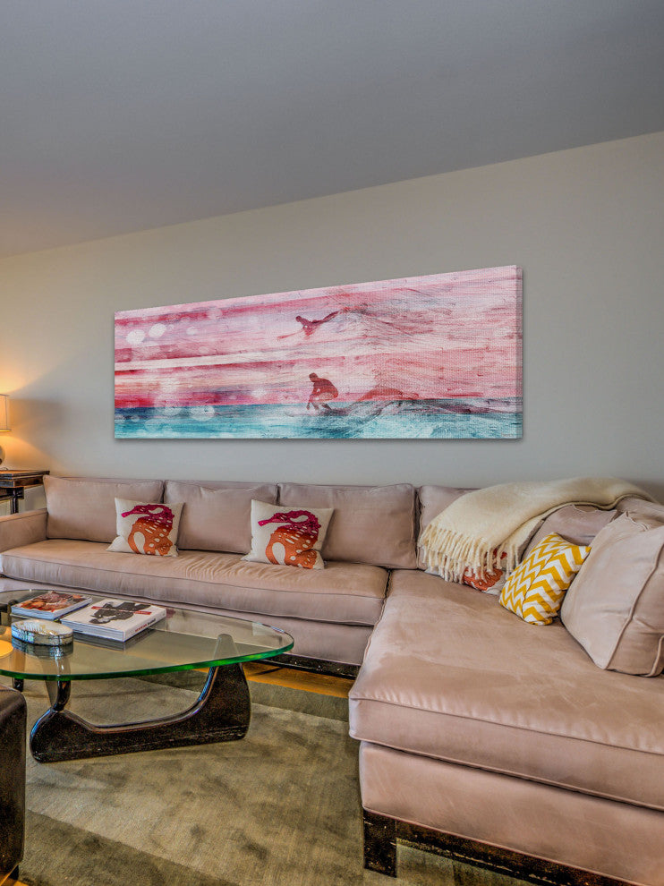 "Riding Waves" Print on Canvas, 30"x10"
