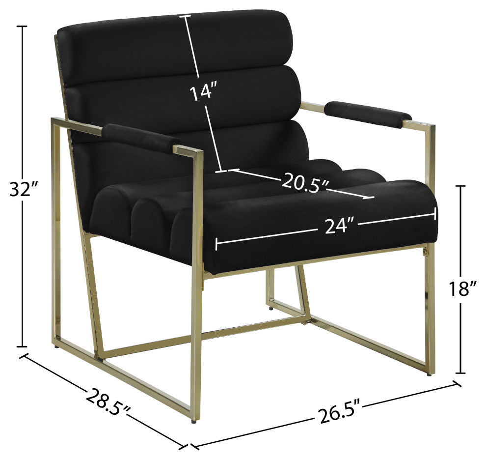 Wayne Velvet Upholstered Accent Chair, Black
