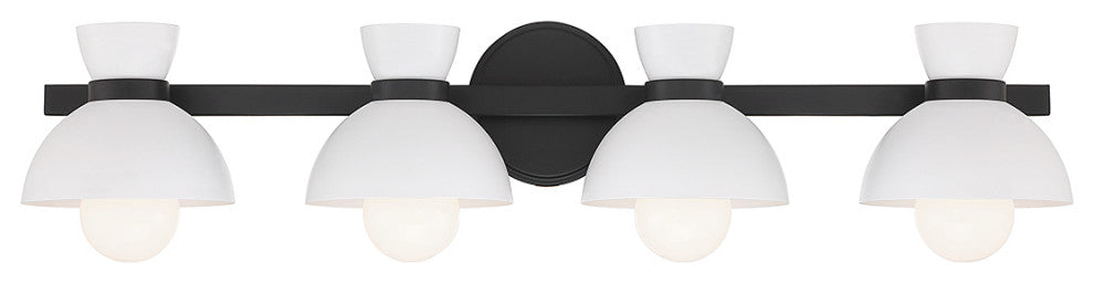 4-Light Bathroom Vanity Light, Matte Black, Matte Black
