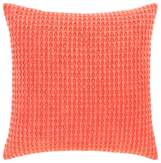 Surya Waffle Coral Pillow Shell With Down Insert 18"H X 18"W