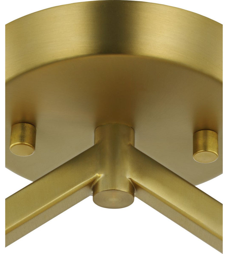 Vertex Collection One-Light Brushed Gold Clear Glass Semi-Flush Mount