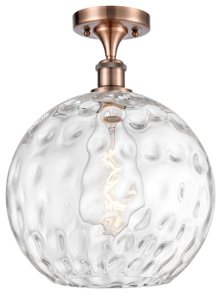 Innovations 516-1C-AC-G1215-12-LED 1 Light Semi-Flush Mount, Antique Copper