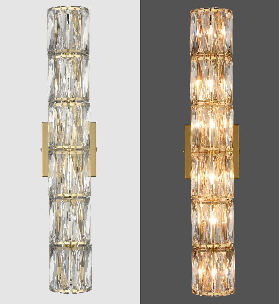 Wall Sconce Modern Crystal Light Bathroom Wall Lighting, Gold, 6-Light